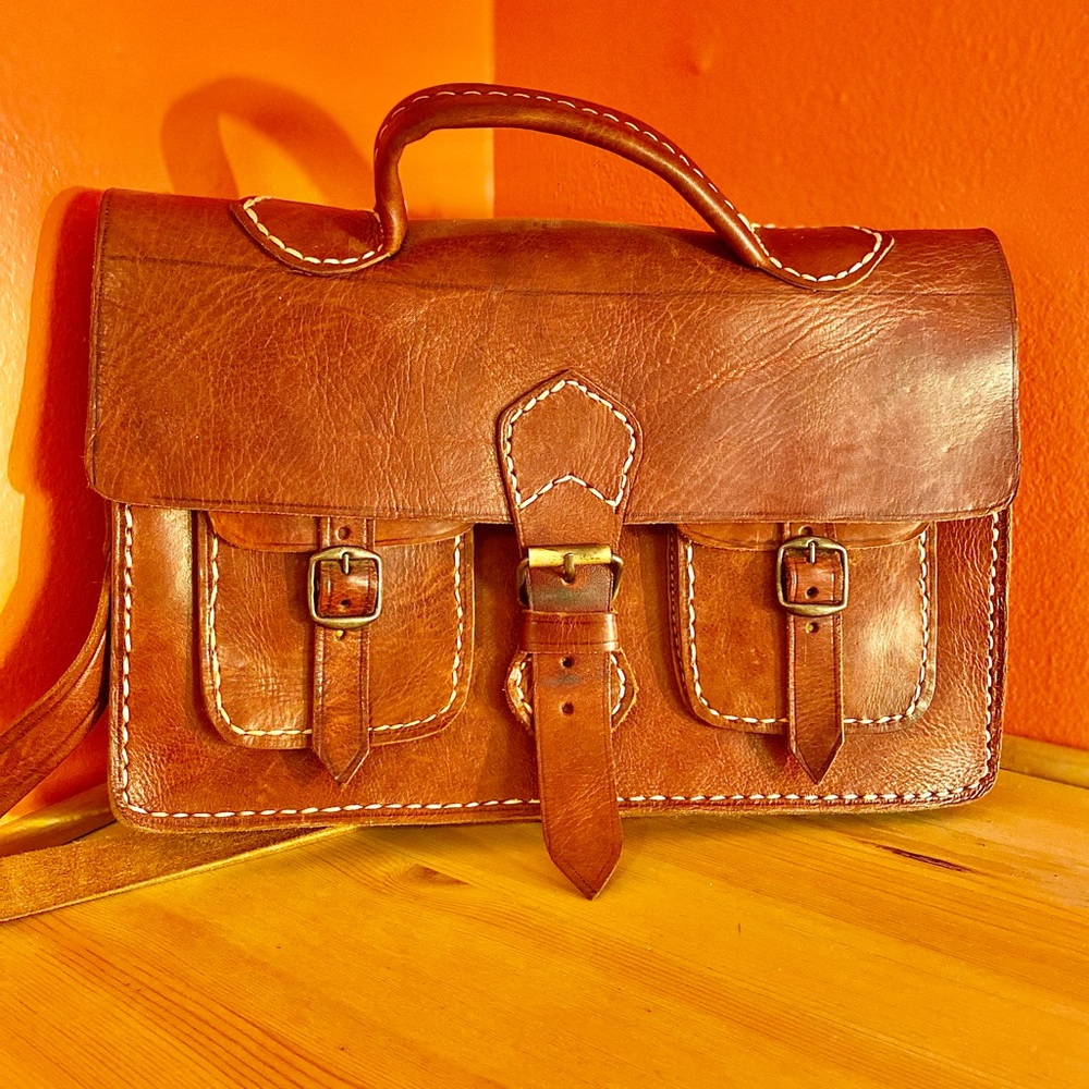 New brown leather artisanal computer bag 💼✨